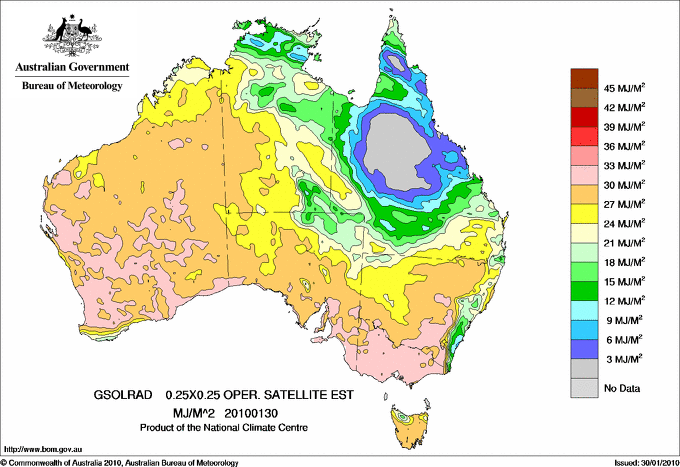 Perth Solar Map Australian Weather News -- 30 JAN 2010