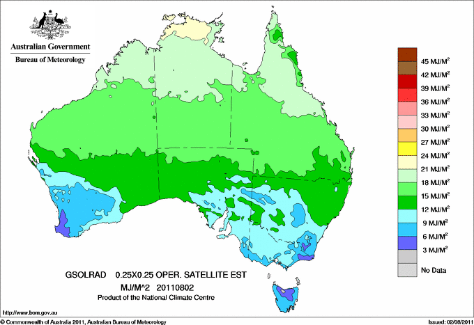 Perth Solar Map Australian Weather News -- 02 AUG 2011
