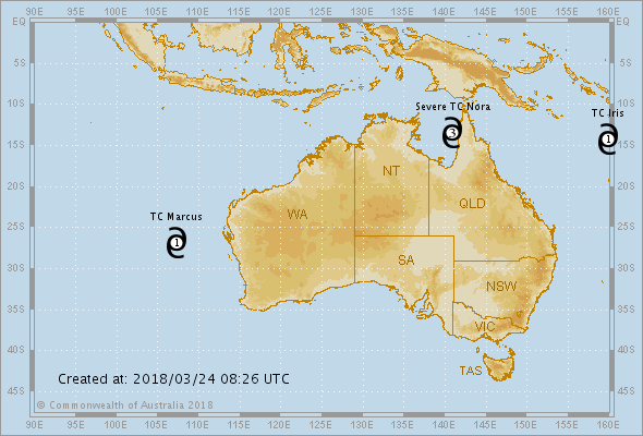 Cyclone Marcus Map Australian Weather News -- 24 MAR 2018